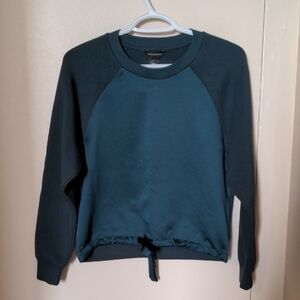 Club Monaco Green Crew Neck Sweater with Front Tie